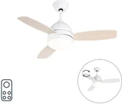 Wentylatory sufitowe - QAZQA Wentylator sufitowy biały z pilotem - Rotar - miniaturka - grafika 1