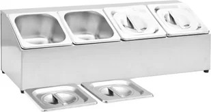 vidaXL Ekspozytor z 4 pojemnikami GN 1/6, stal nierdzewna vidaXL - Pojemniki i kosze gastronomiczne - miniaturka - grafika 6