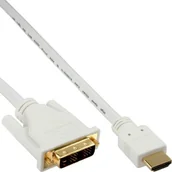 Kable komputerowe i do monitorów - InLine HDMI-DVI wire  biały/złoty  wtyczka HDMI na wtyk DVI 18 + 1  5 m, 17665u - miniaturka - grafika 1