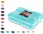 Narzuty - DecoKing kocyk koc z mikrofazy z mikrofibry koc polarowy pled narzuta polarowa miękka delikatnie przytulna skandynawskiego stylu Henry, turkusowy, 150 x 200 cm 32015 - miniaturka - grafika 1