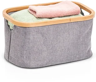 ZELLER Pudełko tekstylne z płótna i bambusa kosz łazienkowy pojemniki do przechowywania pudełka materiałowe pojemniki tekstylne ZELLER B07FK73L89 - Pudła i pojemniki do przechowywania - miniaturka - grafika 4