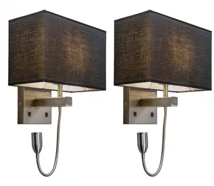 QAZQA Zestaw 2 lamp ściennych ze stali z kloszem  ramię do czytania  w tym LED - Bergamo - Lampy ścienne - miniaturka - grafika 2