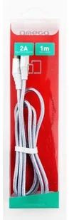 Omega COBRA FABRIC CABLE BRAIDED LIGHTNING TO USB 2A TAIWAN CHIP 1M SILVER [44265] OUFBB3LBOXS - Kable USB - miniaturka - grafika 2