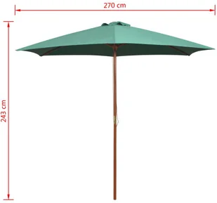vidaXL Parasol ogrodowy, 270x270 cm, drewno, zielony - Parasole ogrodowe - miniaturka - grafika 7