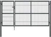 Bramy garażowe - vidaxl Brama ogrodzeniowa ze słupkami, stal, 350 x 140 cm, antracytowa - miniaturka - grafika 1