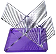 Suszarki do naczyń - Sauvic sauvic składany kosz na naczynia ze stali nierdzewnej z taca, lila 91035 - miniaturka - grafika 1