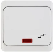 Wyłączniki światła i elektryczne - Schneider Electric Włącznik schodowy z podświetleniem PRIMA biały - miniaturka - grafika 1