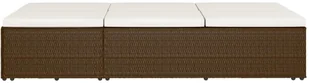 vidaXL Rozkładane łóżko ogrodowe z poduszką, polirattan, brązowe - Leżaki ogrodowe - miniaturka - grafika 8
