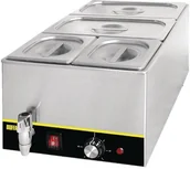 Inne urządzenia gastronomiczne - Buffalo Bemar z kranem z pojemnikami 1,3kW podgrzewanie na mokro z kranem pojemniki 2x GN 1/3 i 2x GN 1/6 w zestawie 47 - miniaturka - grafika 1
