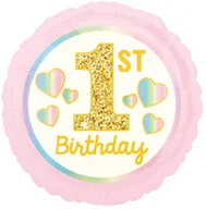 Baby shower i roczek - AMSCAN Balon foliowy różowy na roczek - 45 cm 4036901 - miniaturka - grafika 1