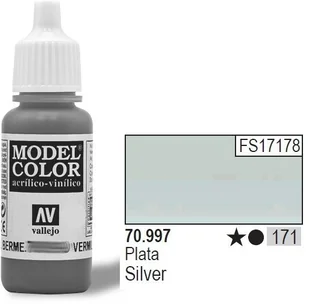 Vallejo Farba akrylowa mettalic - Silver nr 70997 (171) / 17ml 70997 - Akcesoria i części modelarskie - miniaturka - grafika 2