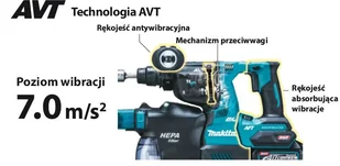 Makita akumulatorowa młotowiertarka SDS+, 40V max Li-Ion, seria XGT [HR004GZ01] + bluza na zamek z kapturem i logo XGT [R-0368] HR004GZ01 - Wiertarki - miniaturka - grafika 4