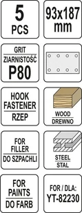 Yato PAPIER ŚCIERNY 90MM X 187MM P80 DLA YT-82230 YT-83802 - Materiały ścierne - miniaturka - grafika 3