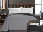 Narzuty - DecoKing Narzuta dwustronna AXEL Grafit/Srebrny 220x240 mikrowłókno - miniaturka - grafika 1