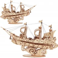 Puzzle - Robotime Drewniany Model Puzzle 3D Żaglowiec - miniaturka - grafika 1