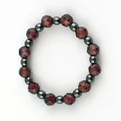 Wróżbiarstwo i radiestezja - Fraida.pl Pierścionek elastyczny na czakram 1 (Granat i Hematyt) PE-001 - miniaturka - grafika 1