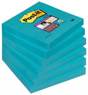 Post-It 3M Bloczek samoprzylepny Super Sticky (654-6SS-EB), 76x76mm, 1x90 kartek, elektryczny błękit 3M-70005253284 - Etykiety samoprzylepne i bloki etykiet - miniaturka - grafika 3