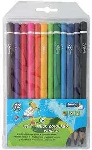 LAMBO SCHOOL Kredki trójkątne grube 12 kolorów w etui AMEX - Przybory szkolne - miniaturka - grafika 2