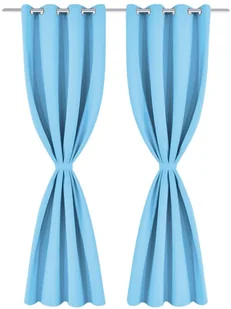 vidaXL Zasłony zaciemniające z kółkami, 2 szt., 135x175 cm, turkusowe - Zasłony - miniaturka - grafika 2