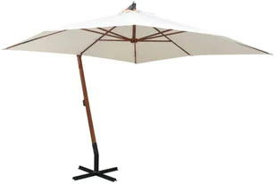 vidaXL Parasol ogrodowy wiszący, 300 x cm, drewniany, biały - Parasole ogrodowe - miniaturka - grafika 6