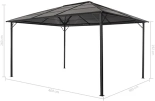 shumee Altana ogrodowa z zadaszeniem aluminiowa 4 x 3 x 2,6 m czarna - Altany ogrodowe - miniaturka - grafika 6