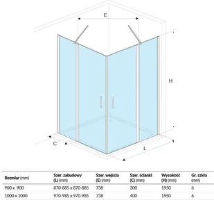 Actima MAZO 90x90 KAEX.3022.1010.9090.LP/KAEX.3023.2D.0500.LP - Kabiny prysznicowe - miniaturka - grafika 3