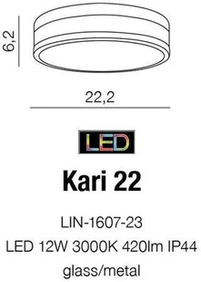 Azzardo Plafon LAMPA sufitowa KARI LIN-1607-23 natynkowa OPRAWA minimalistyczna 12W okrągła IP44 biała LIN-1607-23 - Lampy sufitowe - miniaturka - grafika 2