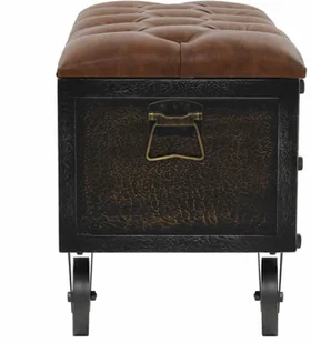 vidaXL Ławka ze schowkiem, lite drewno i sztuczna skóra, 80,5x41x50 cm vidaXL - Ławki do przedpokoju - miniaturka - grafika 5