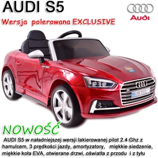 Import SUPER-TOYS AUDI S5 LICENCJA, LAKIER EVA FULL OPCJA, JAKOŚĆ/HL258 HL-258-CZERWONY-LAK - Pojazdy elektryczne dla dzieci - miniaturka - grafika 2