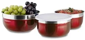 Miski i półmiski - Relaxdays zestaw miska z pokrywką, mają różne rozmiary, miski kuchenne, magazyny, kemping, 3-częściowy, stal nierdzewna, 8.5 x 8.5 x 9.2 cm 10020831_47 - miniaturka - grafika 1
