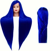 Główki treningowe - Calissimo Główka treningowa Iza 90cm blue, włos termiczny + uchwyt, , fryzjerska do czesania, głowa do ćwiczeń IZA BLUE 90 - miniaturka - grafika 1