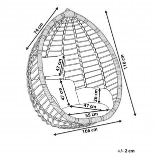 Beliani Fotel wiszący rattanowy czarny TOLLO - Fotele ogrodowe wiszące - miniaturka - grafika 7
