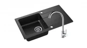 Zlewozmywaki z baterią - Axis Zlewozmywak Granitowy LAGOON 160 czarny nakrapiany z baterią chrom lagoon160cnbatch - miniaturka - grafika 1