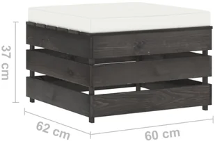 vidaXL Modułowy stołek z poduszką impregnowane na szaro drewno 3068134 - Pufy i podnóżki - miniaturka - grafika 6