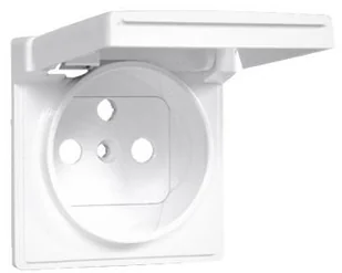 Simon Ramka Kontakt 82 gniazda z/u i klapką białą IP44 biała - Klawisze i ramki - miniaturka - grafika 2