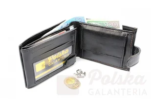 Sara (PL) Portfel Męski Skórzany (PL) Skóra Licowa Duży Poziomy Z Zapięciem I Zapinką Wewnątrz Dwa Skrzydełka - Portfele - miniaturka - grafika 5