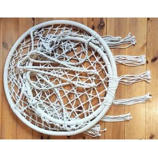 SASKA GARDEN Hamak ażurowy fotel wiszący 80x60cm luxe z poduszką ecru 1026947 - Fotele ogrodowe wiszące - miniaturka - grafika 13