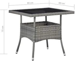 vidaXL 3-częściowy zestaw mebli ogrodowych, polirattan i szkło, szary - Meble ogrodowe - miniaturka - grafika 12