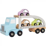 Samochody i pojazdy dla dzieci - JaBaDaBaDo drewniana laweta z 3 autami - miniaturka - grafika 1