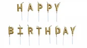 Urodziny dziecka - Świeczki urodzinowe Happy Birthday metaliczne złote KX5827 - miniaturka - grafika 1
