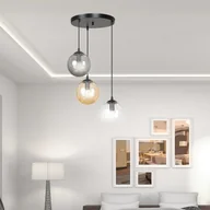 Lampy sufitowe - EULUNA Lampa wisząca Glassy 3-pkt okrągła grafit/bursztyn - miniaturka - grafika 1