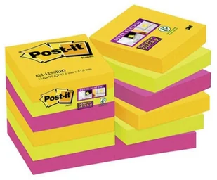 Post-It 3M Bloczek samoprzylepny Super Sticky (622-12SSRIO-EU), 47,6x47,6mm, 12x90 kart., paleta Rio de Janeiro 3M-70005271518 - Etykiety samoprzylepne i bloki etykiet - miniaturka - grafika 2