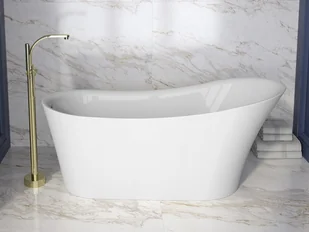 Besco Wanna wolnostojąca Calima 170x74 cm + maskownice syfonu w kolorze złotym - Wanny - miniaturka - grafika 6