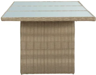 vidaXL Stół ogrodowy, brązowy, 200x100x74 cm, szkło i rattan PE - Stoły ogrodowe - miniaturka - grafika 3