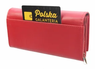 PolskaGalanteria.pl Portfel Damski PolskaGalanteria Długi Suwak Skóra Naturalna Czerwony Klapka z Wstawką Wzór VII KP D402 - Portfele - miniaturka - grafika 10