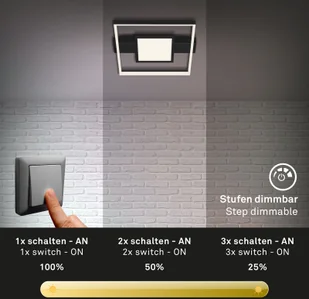 Briloner Lampa sufitowa LED 3028, kątowa, czarna, 2-pkt. - Lampy sufitowe - miniaturka - grafika 3