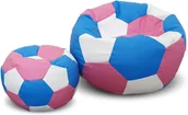 Fotele i pufy dla dzieci - Pufa piłka XXXXL worek + gratis niebiesko-różowo-biała - miniaturka - grafika 1