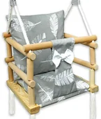 Leżaczki i huśtawki - Szara huśtawka kubełkowa dla dzieci 3w1 w piórka G3-R86 - miniaturka - grafika 1