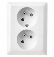 Gniazdka elektryczne - LEDart podwójne French IP20 błyszczące białe - miniaturka - grafika 1