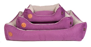 Lauren Design Legowisko PREMIUM CEZAR pikowany fiolet + szary 60cm x 50cm - Legowiska dla psów - miniaturka - grafika 2